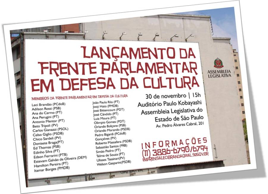 Lançamento Da Frente Parlamentar Em Defesa Da Cultura (SP) – 30 Nov