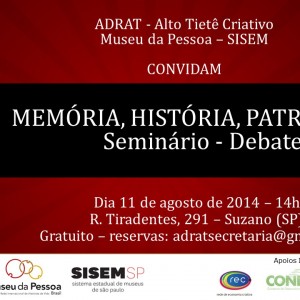 Palestra encontro - Memória, História, Patrimônio - ADRAT ago/14